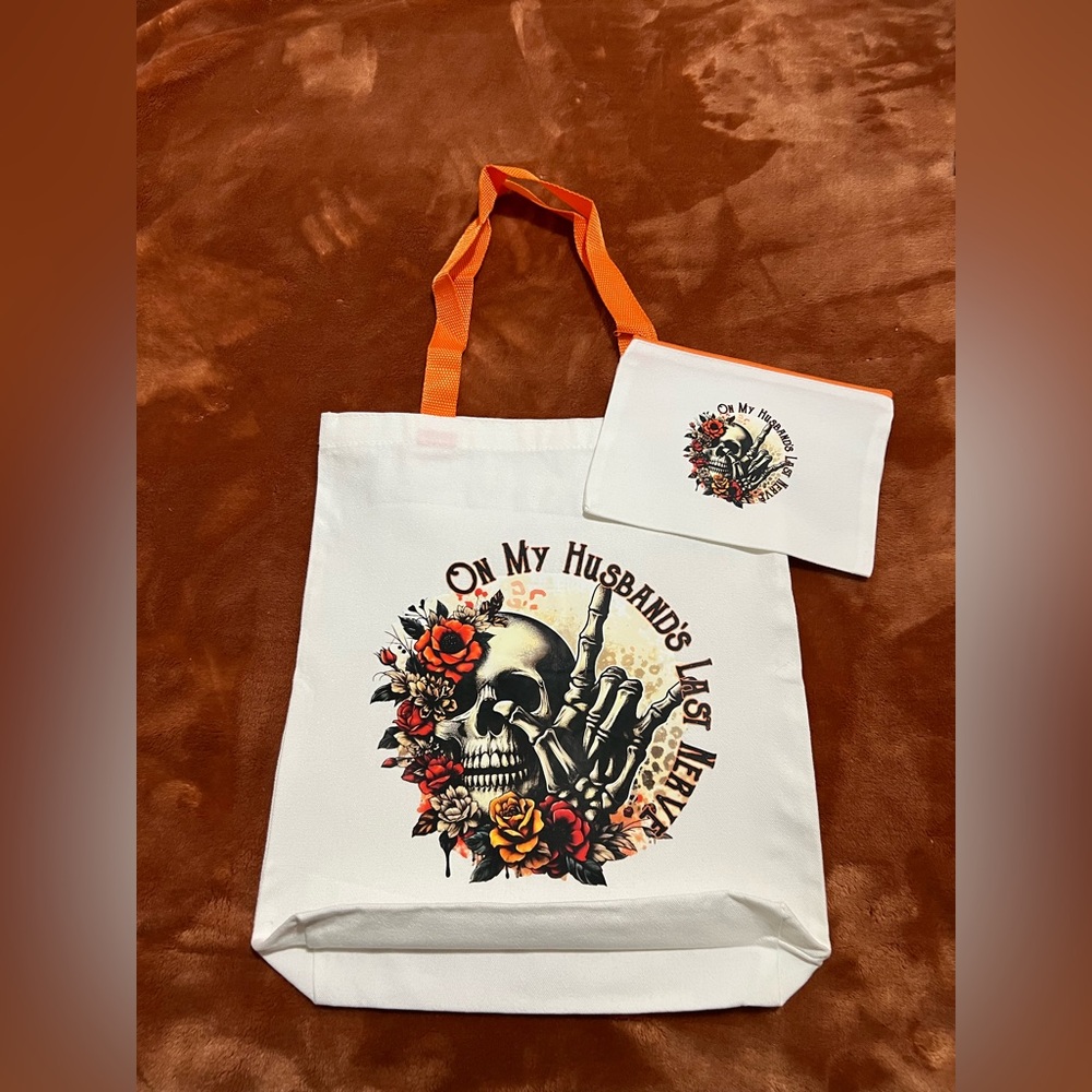 On My Husbands Last Nerve Skull & Roses Bag Set 💀